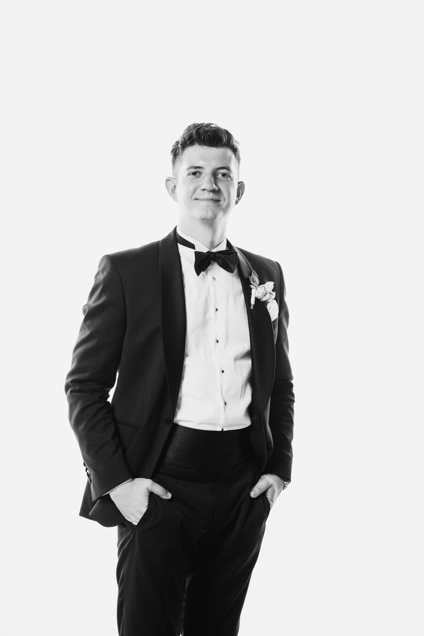 White studio portrety black&white na weselu