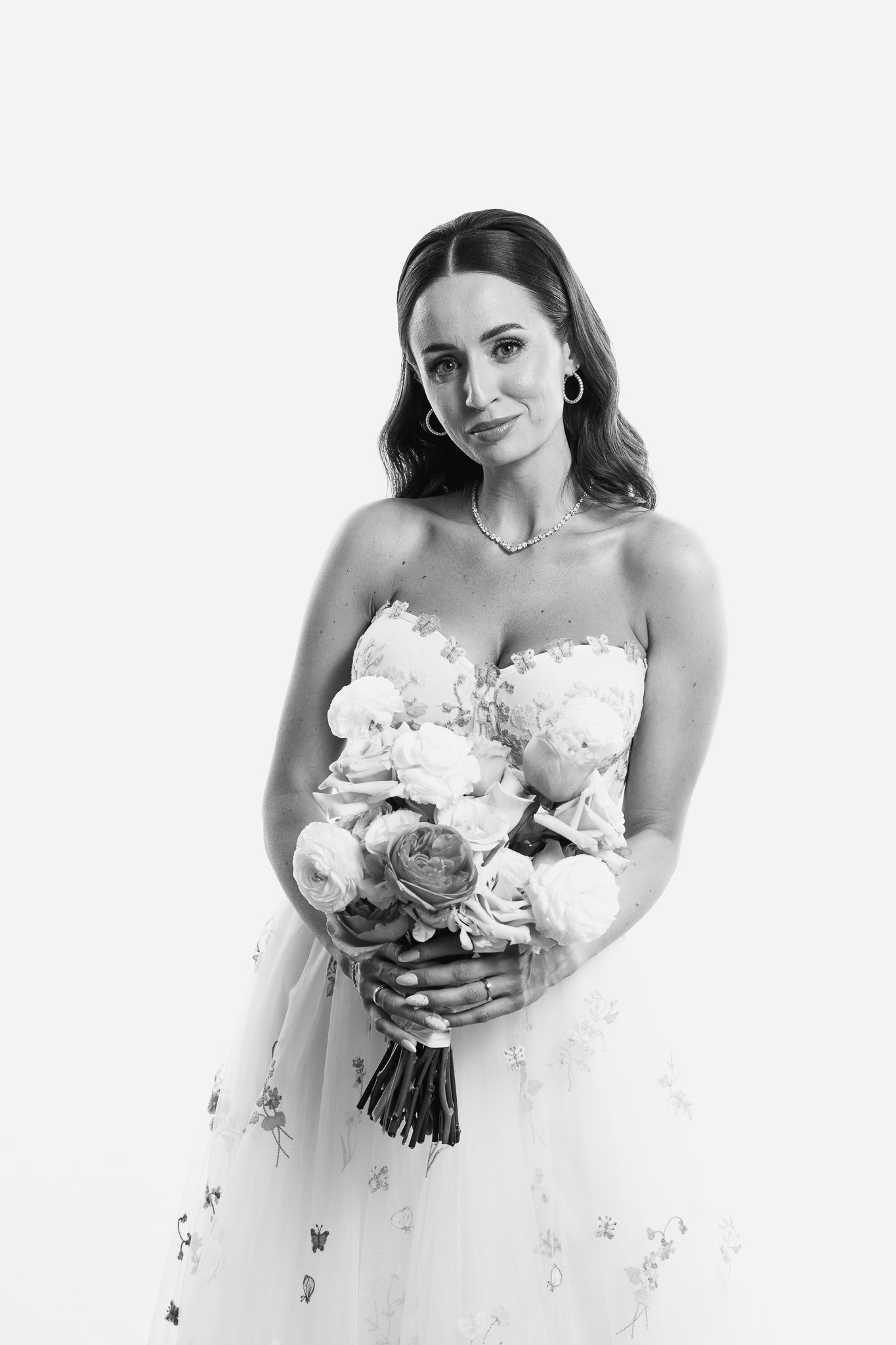White studio portrety black&white na weselu